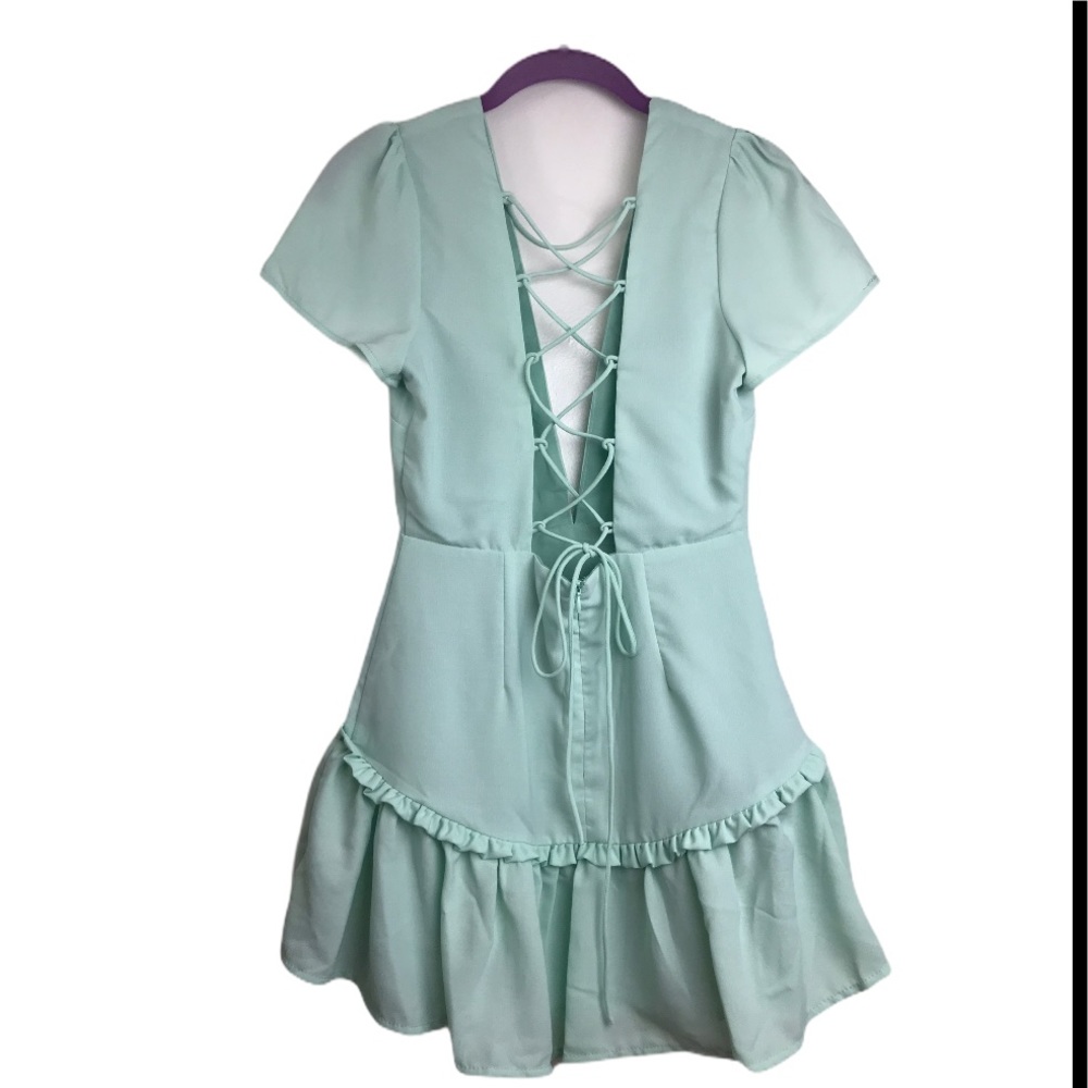 Superdown Revolve Mint Valery Lace Up Mini Dress - Picture 2 of 15